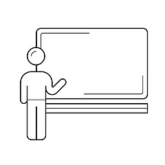 Image showing Professor next to the blackboard vector line icon.