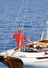 Image showing Man on a sailboat