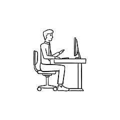 Image showing Working person hand drawn sketch icon.