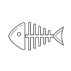 Image showing Rotten fish skeleton vector line icon.