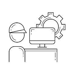 Image showing Industry worker vector line icon.