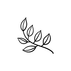 Image showing Leaves on branch hand drawn sketch icon.