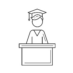 Image showing University graduation student vector line icon.