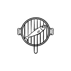 Image showing Fish grill hand drawn sketch icon.