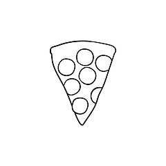 Image showing Pizza slice hand drawn sketch icon.