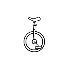 Image showing One wheel bicycle hand drawn sketch icon.