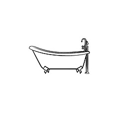 Image showing Bathtub with tap hand drawn sketch icon.