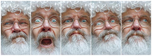 Image showing The different emotions or emotional face of Santa Clause