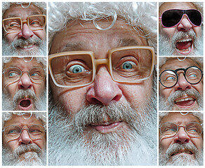 Image showing The different emotions or emotional face of Santa Clause