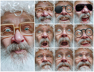 Image showing The different emotions or emotional face of Santa Clause