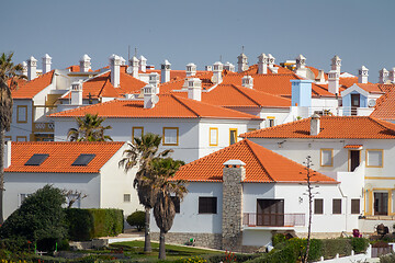 Image showing Tiled roofs of small town houses in Portugal