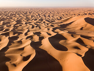 Image showing Aerial view on dunes in Sahara desert