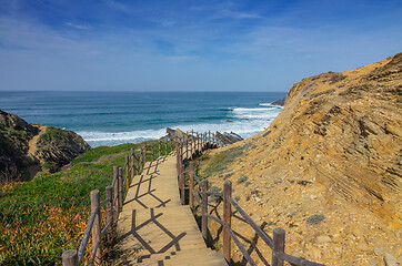 Image showing Stairs to beach on Algarve Coast in Portugal