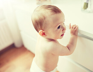 Image showing close up of happy little baby boy or girl at home