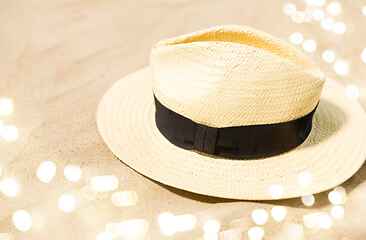 Image showing straw hat on beach sand