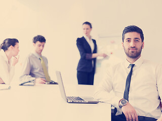 Image showing portrait of young modern arab business man  at office