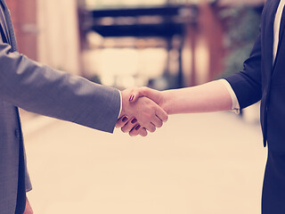 Image showing businesswoman and businessman handshake