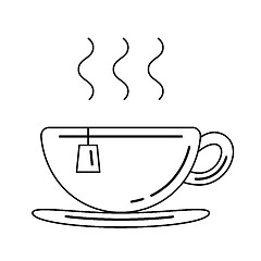 Image showing Cup with tea bag vector line icon.