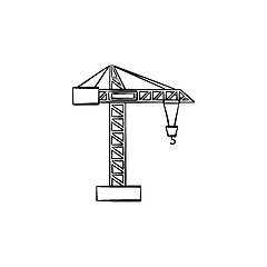 Image showing Construction crane hand drawn sketch icon..