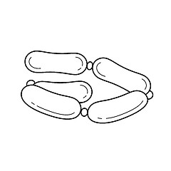 Image showing Sausage chain vector line icon.