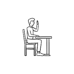 Image showing Student sitting at the desk hand drawn sketch icon