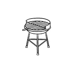 Image showing Charcoal grill hand drawn sketch icon.
