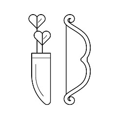 Image showing Cupid bow and arrows vector line icon.