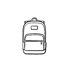 Image showing Backpack hand drawn sketch icon.