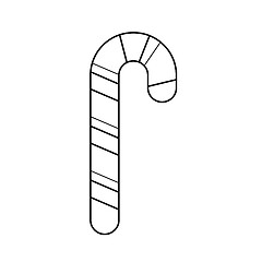 Image showing Candy cane vector line icon.