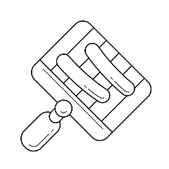 Image showing BBQ pan for grill on flame vector line icon.