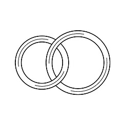 Image showing Wedding rings vector line icon.