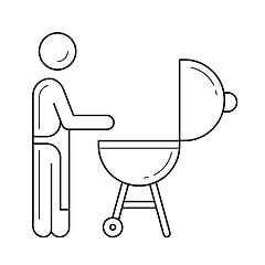 Image showing Outdoor grill vector line icon.