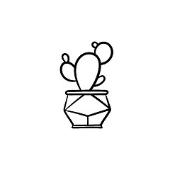 Image showing Cactus in a pot hand drawn sketch icon.