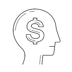 Image showing Rich brain in the head vector line icon.