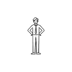 Image showing A man in a suit and a tie hand drawn sketch icon.