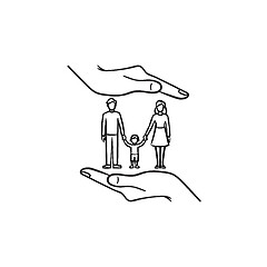 Image showing Family insurance hand drawn sketch icon.