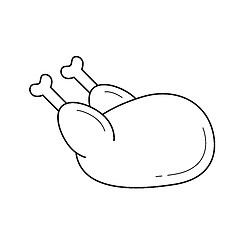 Image showing Cooked chicken vector line icon.