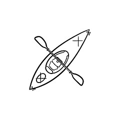 Image showing Kayak with paddle hand drawn sketch icon.