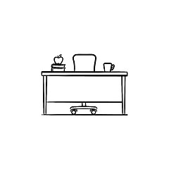 Image showing Work desk hand drawn sketch icon.