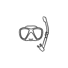 Image showing Mask and snorkel for swim in pool hand drawn icon.