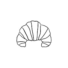 Image showing French croissant hand drawn sketch icon.