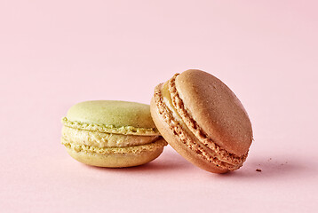 Image showing macaroons on pink background