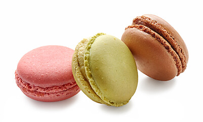 Image showing various macaroons on white background