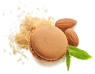 Image showing caramel macaroon on white background