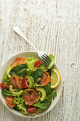 Image showing Salad smoked salmon