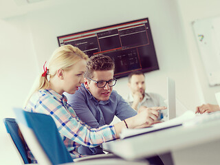 Image showing Business Team At A Meeting at modern office building