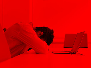 Image showing frustrated young business man at office