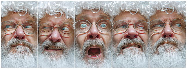 Image showing The different emotions or emotional face of Santa Clause