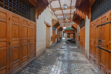 Image showing Market Bazaar street - souk in Fez