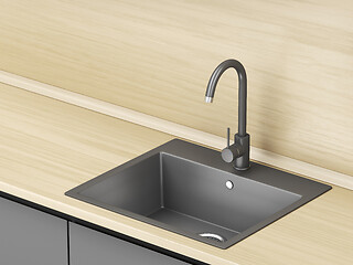 Image showing Kitchen with black faucet and sink